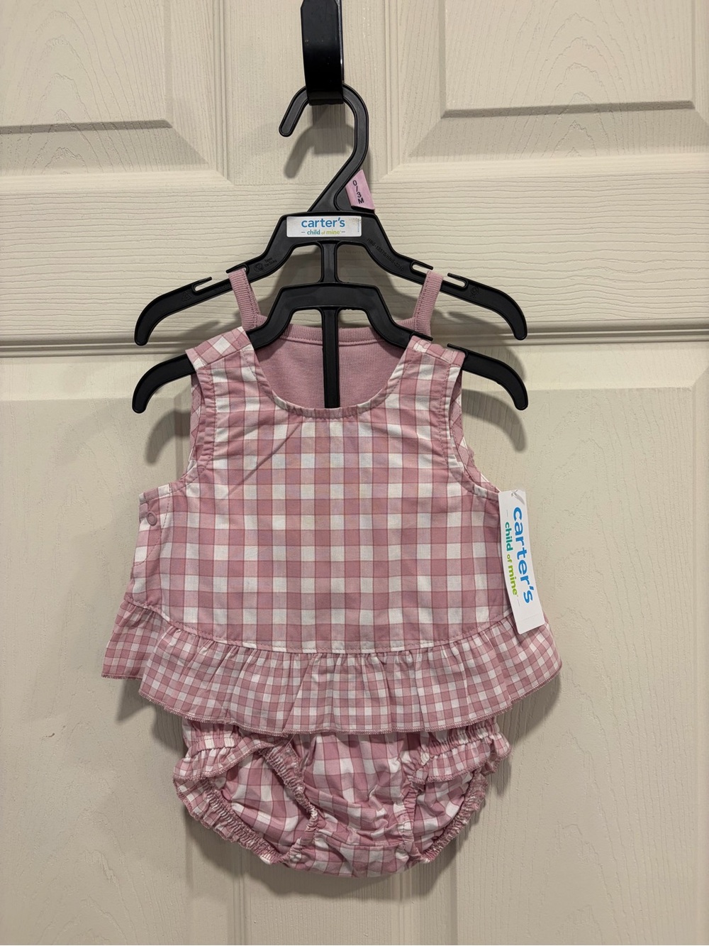 NWT Carter's Purple Gingham Baby 3pc Tank & Bloomer Set - size 3 months